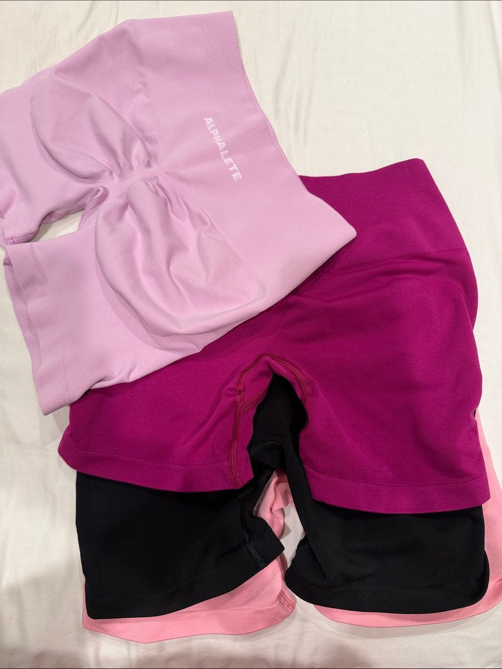 Alphalete Two-Tone Pink & Magenta Layered Athletic Shorts